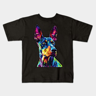 Doberman Colorfull Pop Art Design For Dog Onwer Kids T-Shirt